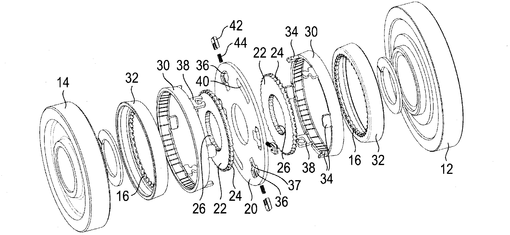 Transmitter with preassembled synchronizing rings