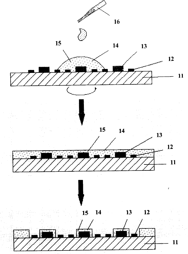 Method for encapsulating LED with rotary glue and optical etching technology