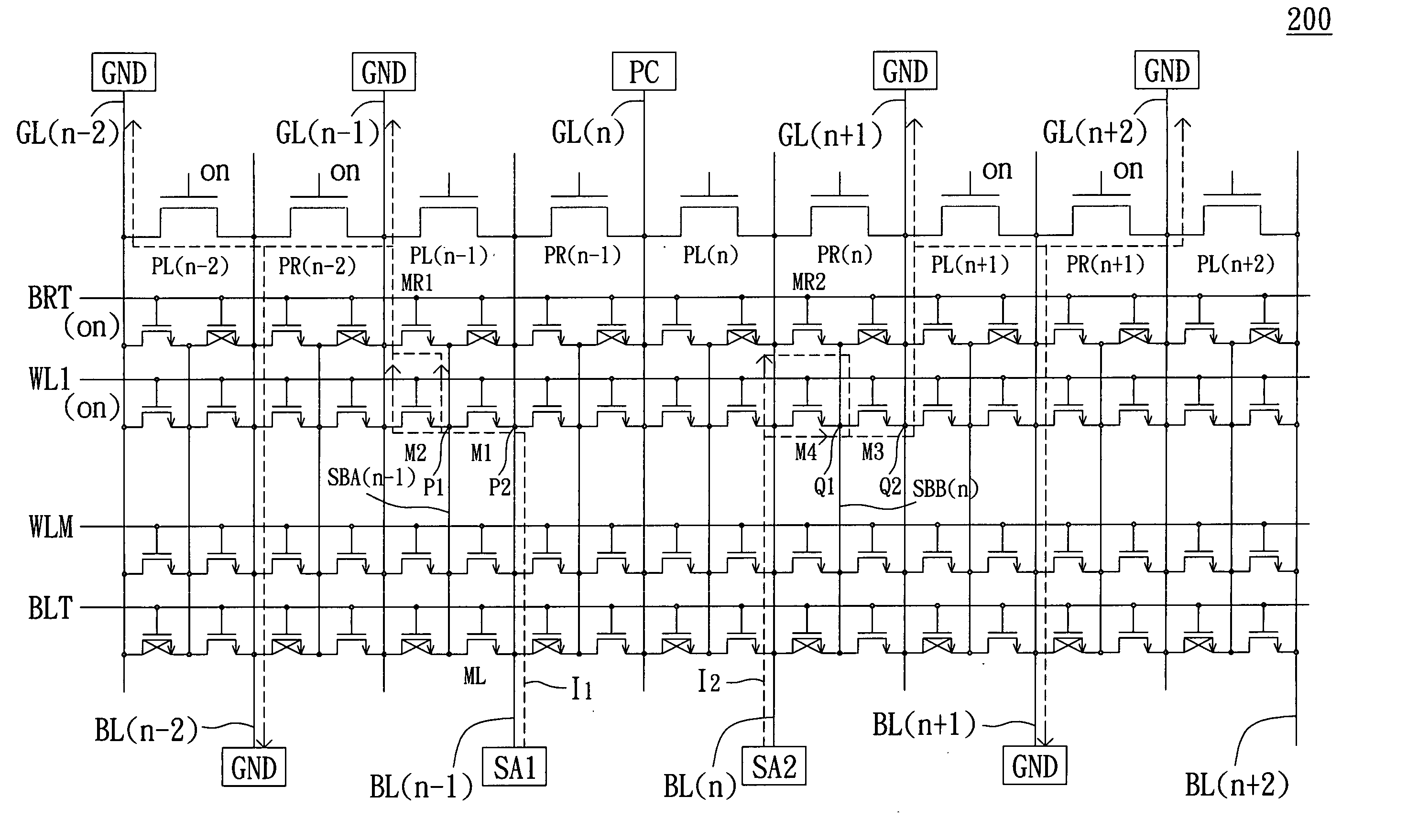 Memory with low and fixed pre-charge loading