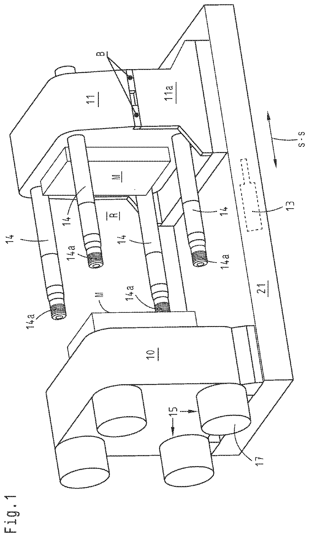 Mold-closing unit for an injection molding machine, and method for locking a force transmission element