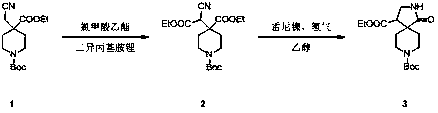 Method for synthesizing tert-butyl 1-oxo-2, 8-diazaspiro[4.5]decane-4-ethyl formate-8-carboxylate