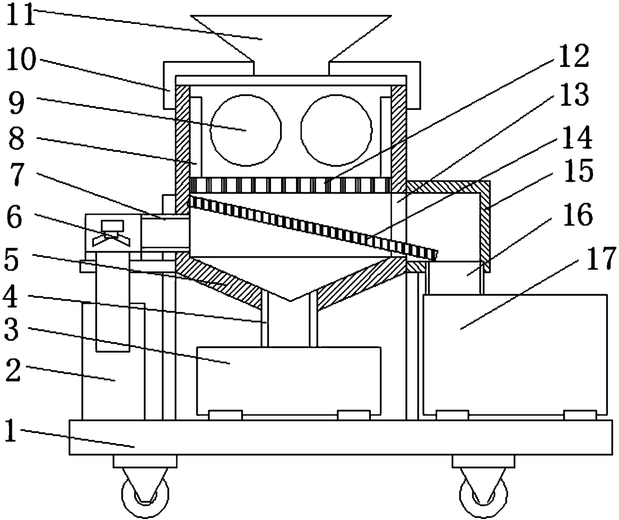 Waste processing device for poultry breeding