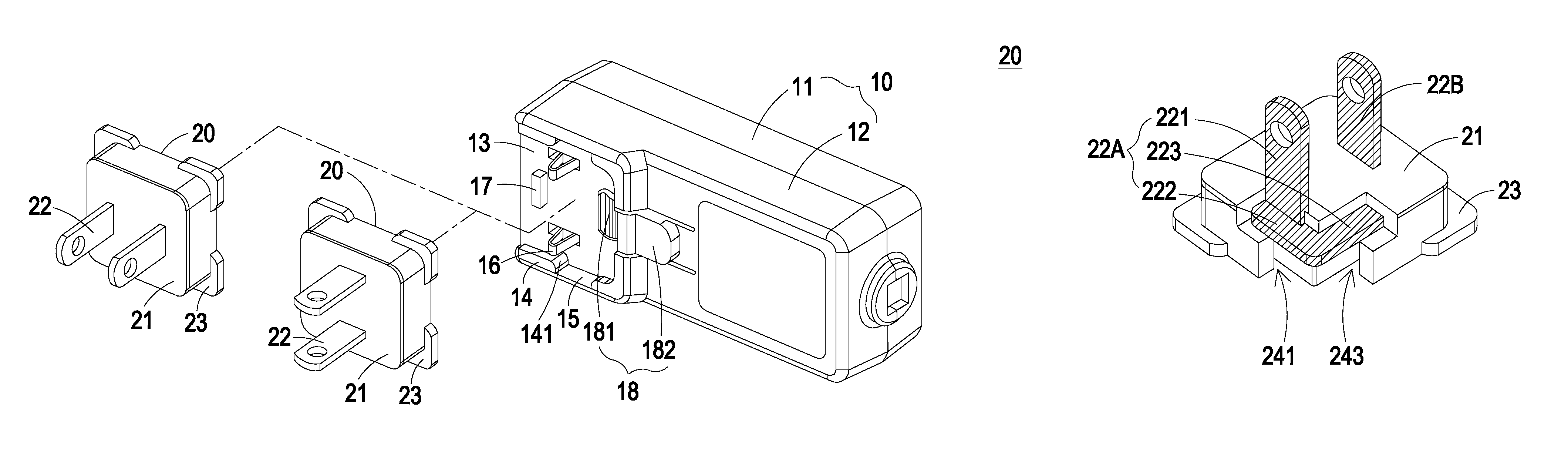 Electronic device with detachable plug capable of changing plugging direction