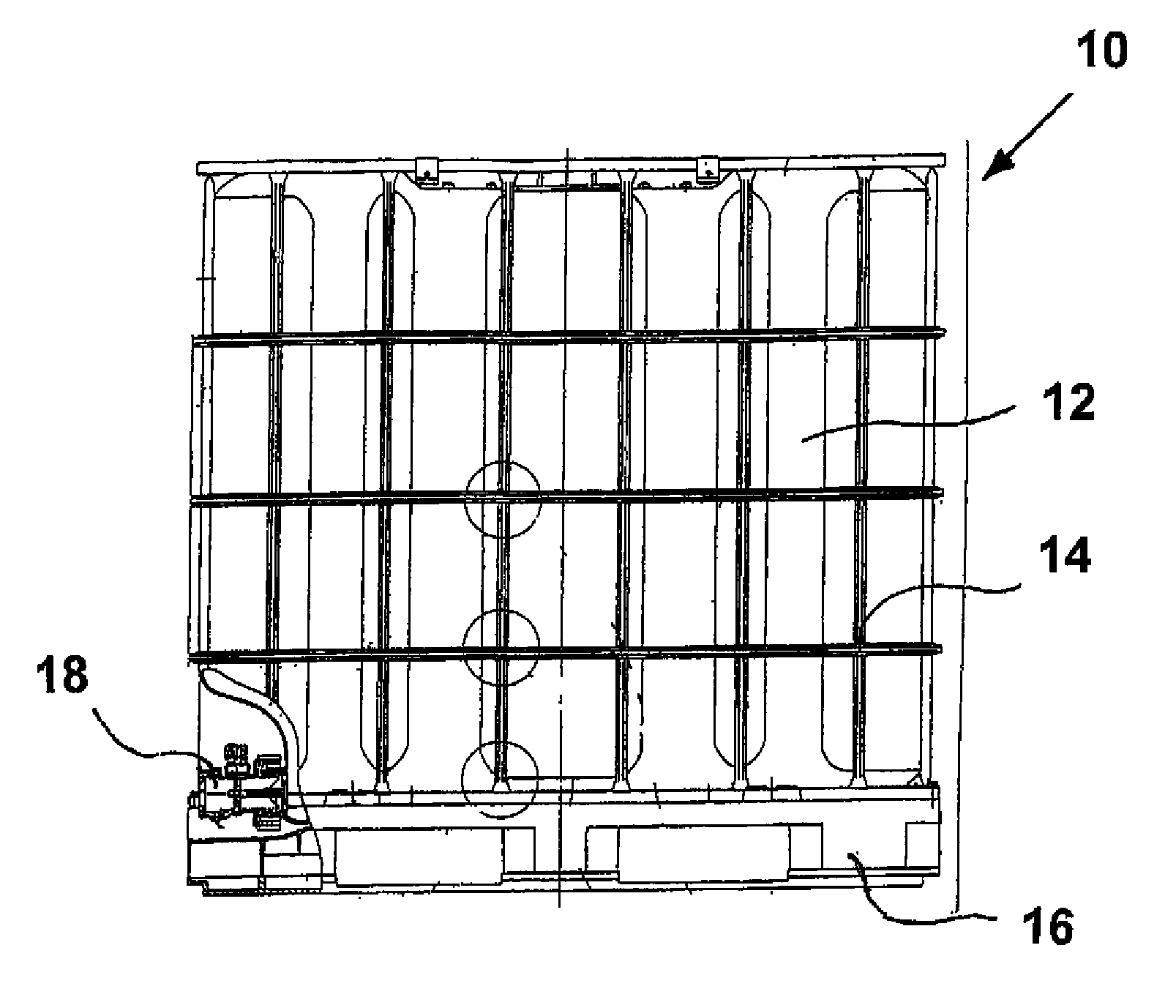 Pallet container, and method for producing an electrostatically non-chargeable and/or electric charge-draining pallet container