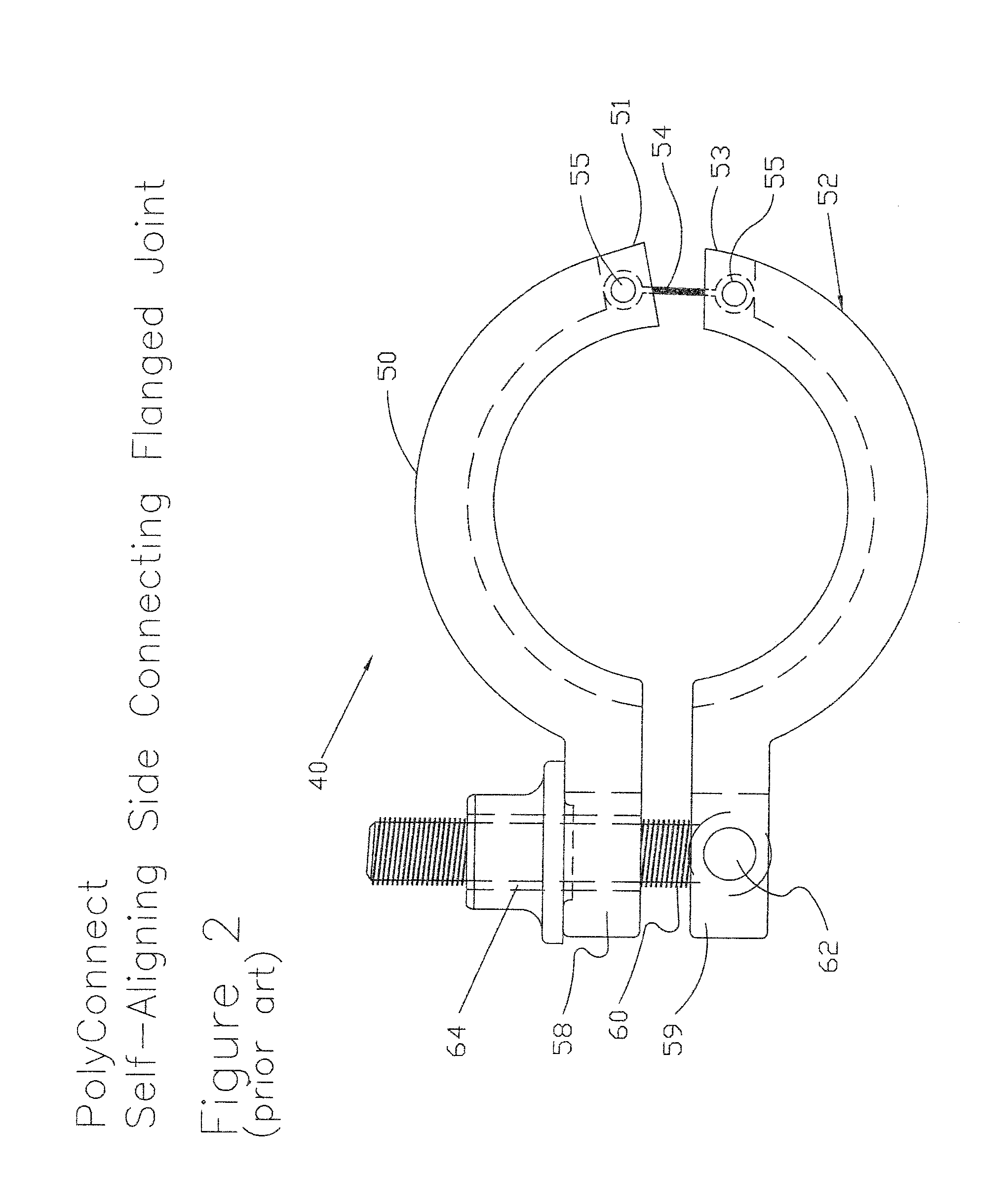 Self-aligning flanged joint and alignment rim therefor