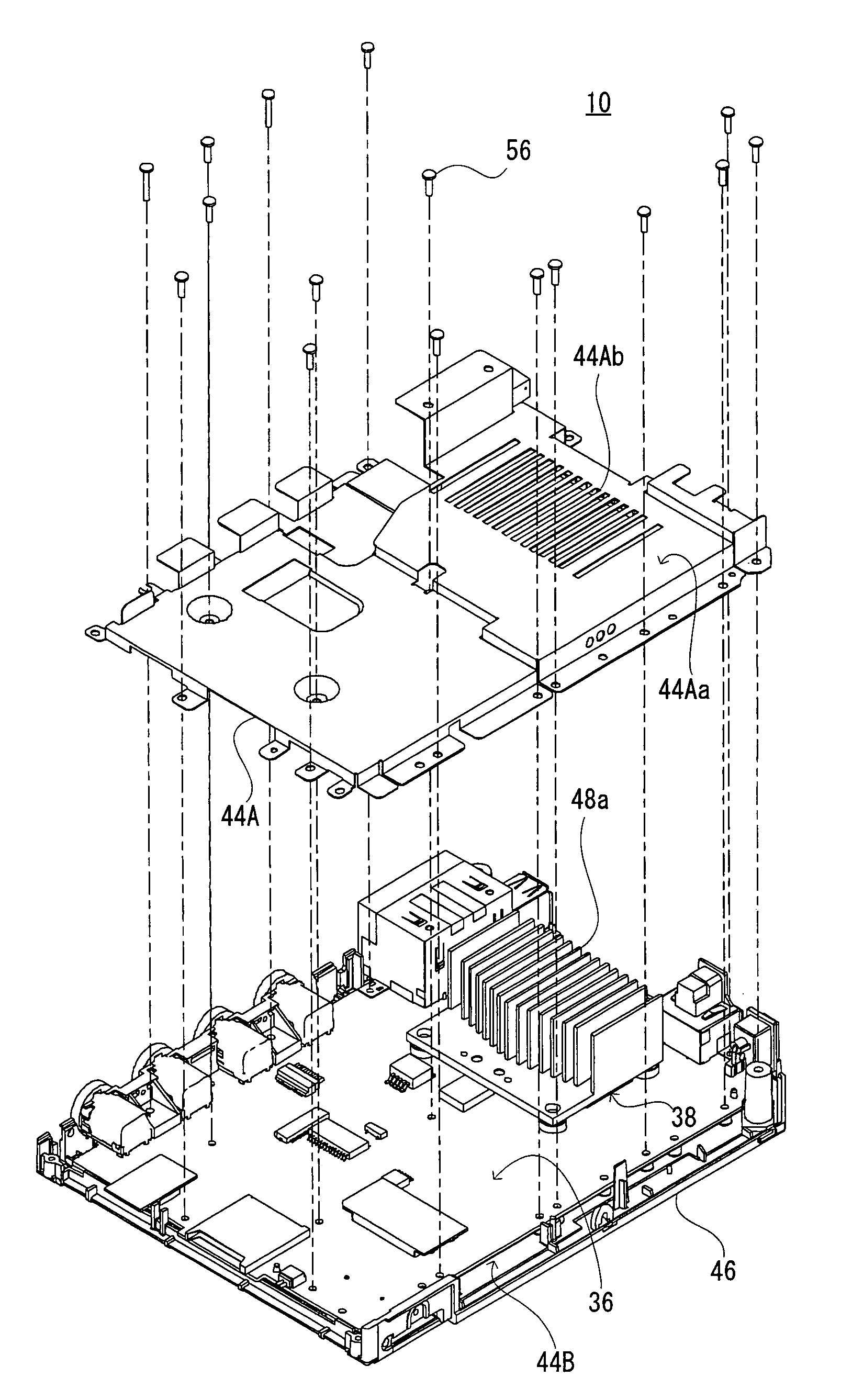 Electronic appliance having an electronic component and a heat-dissipating plate