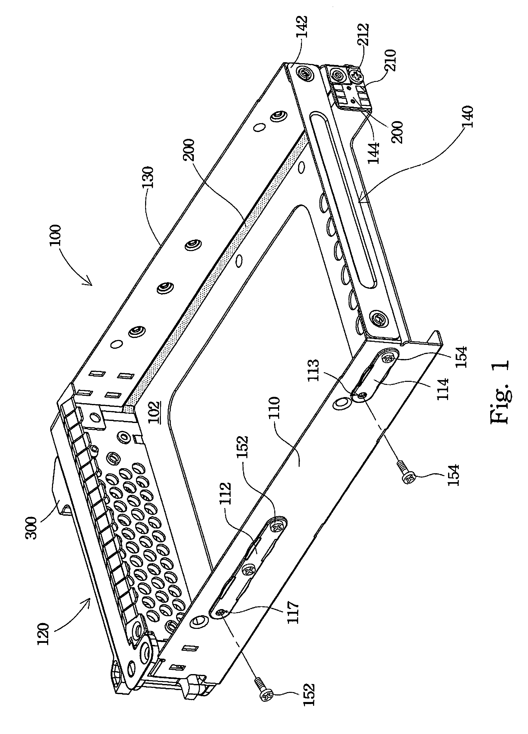 Hard disk drive tray structure with flex circuit extending between exposed sides and connected to metal pad and indicator
