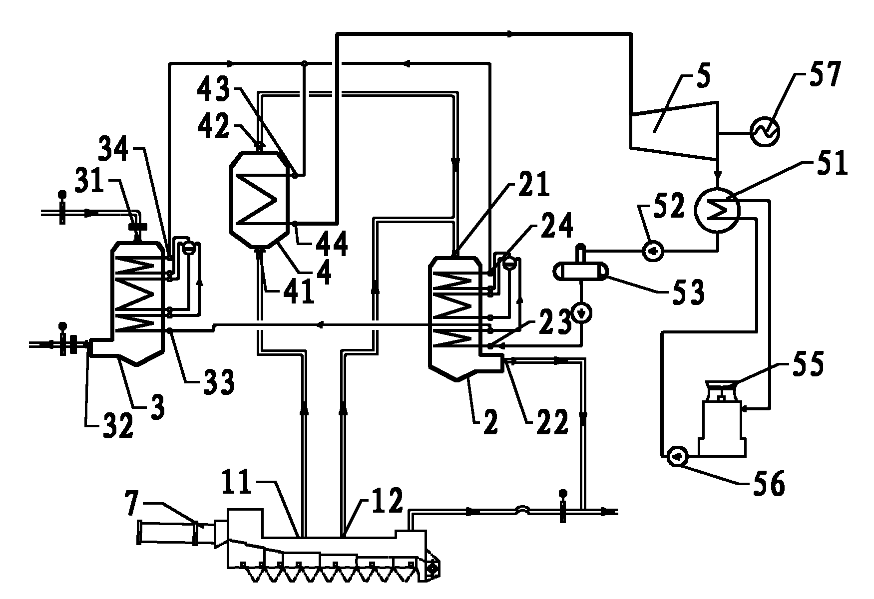Single-pressure recovery generating system of waste heat of dry method cement production line