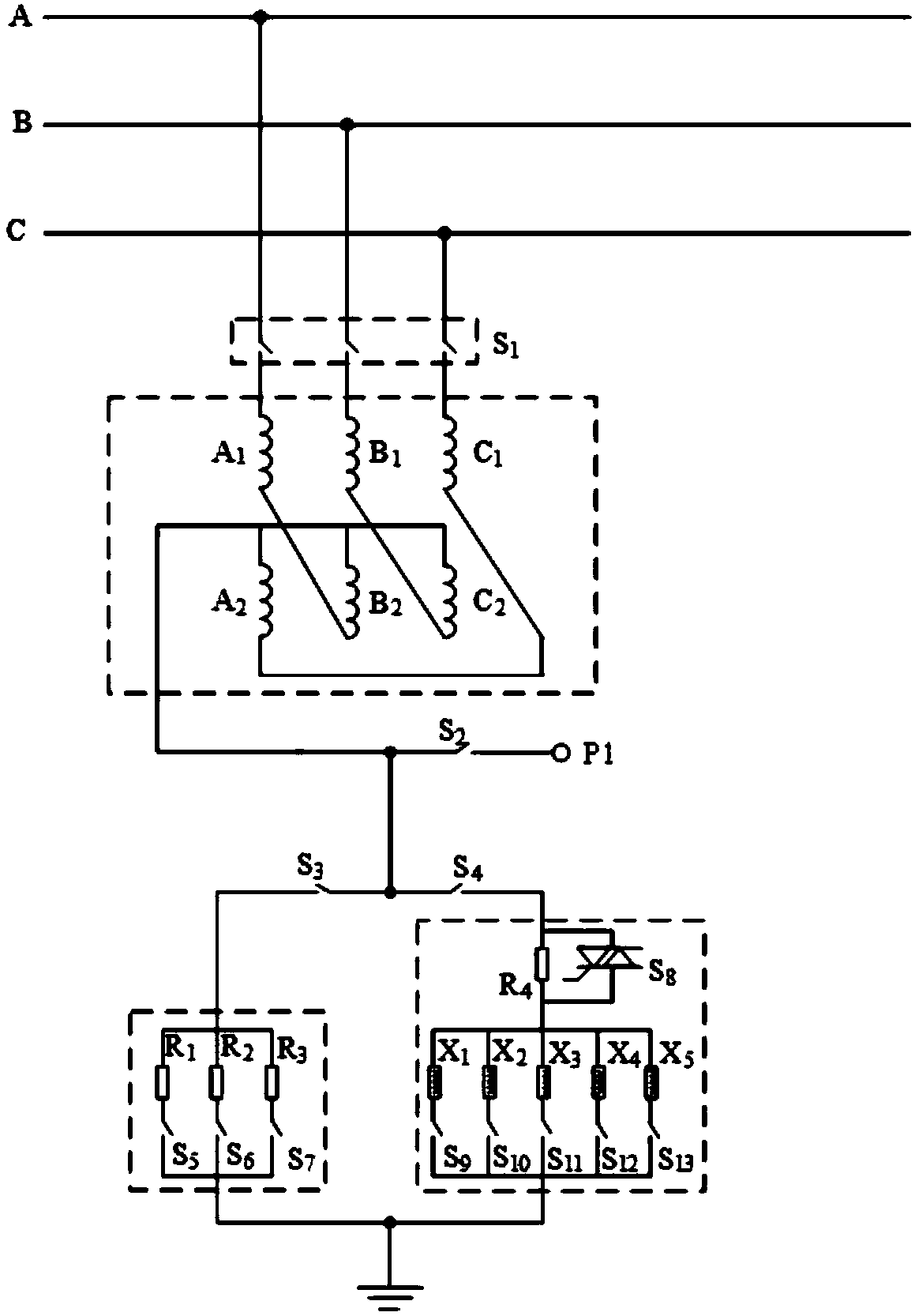 Dynamic simulation system for small current grounding of power distribution network and modeling method of dynamic simulation system