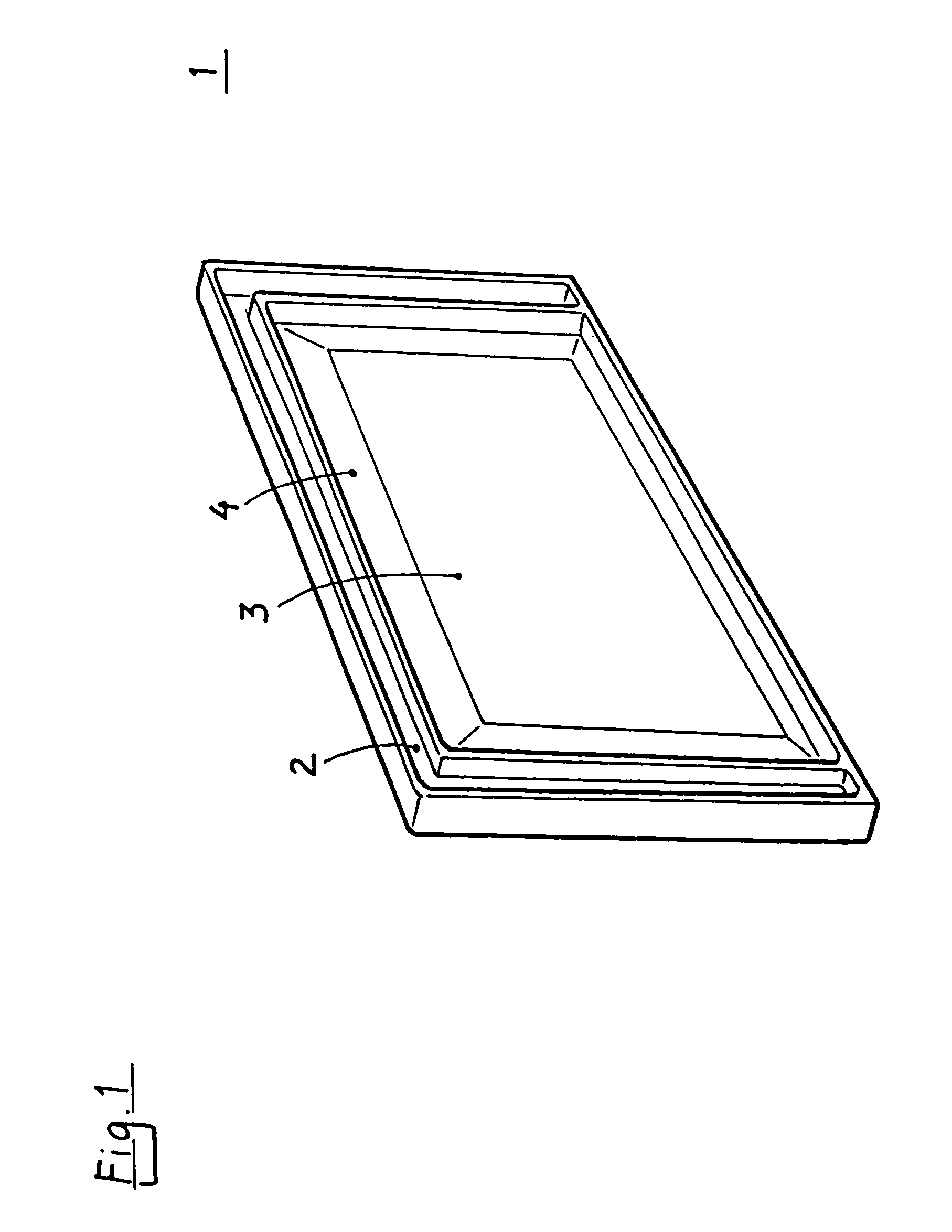 Flat or semi-flat element including a frame