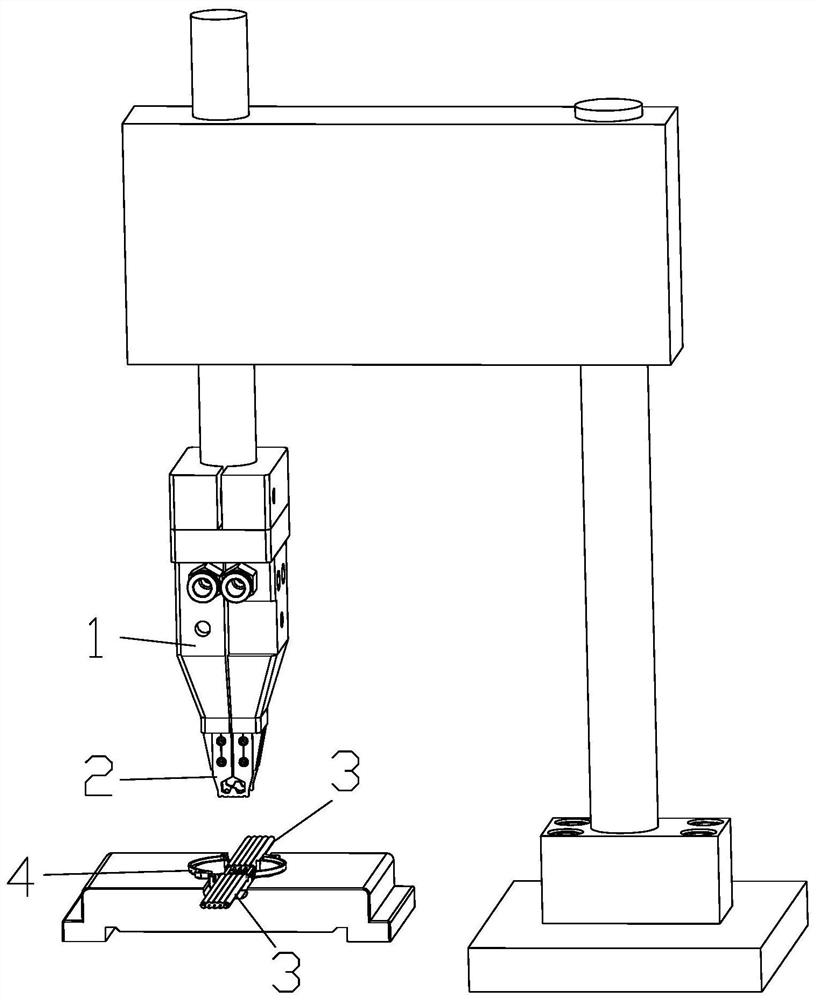 Pressure welding device for rapidly welding LED pixel lamp and machining method