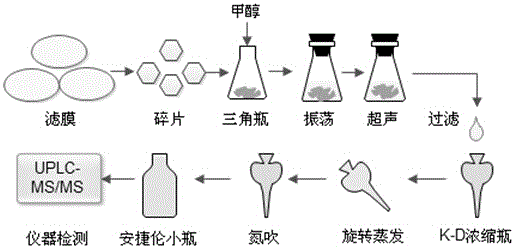 Method for extraction enrichment and quantification of trace ciprofloxacin on suspended particles in water