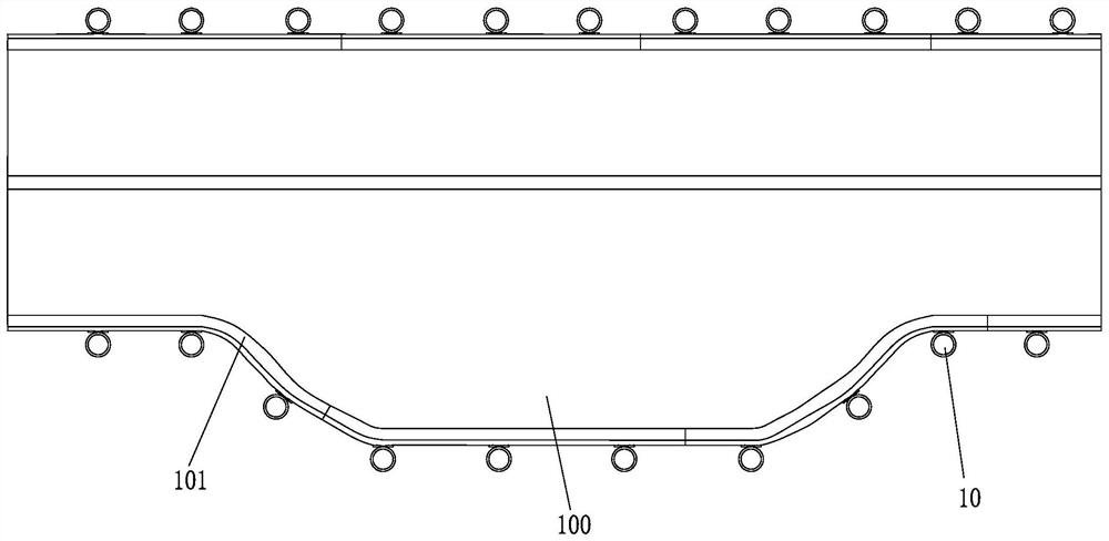 Auxiliary mounting device and mounting method for corrugated beam steel guardrail of bent road section