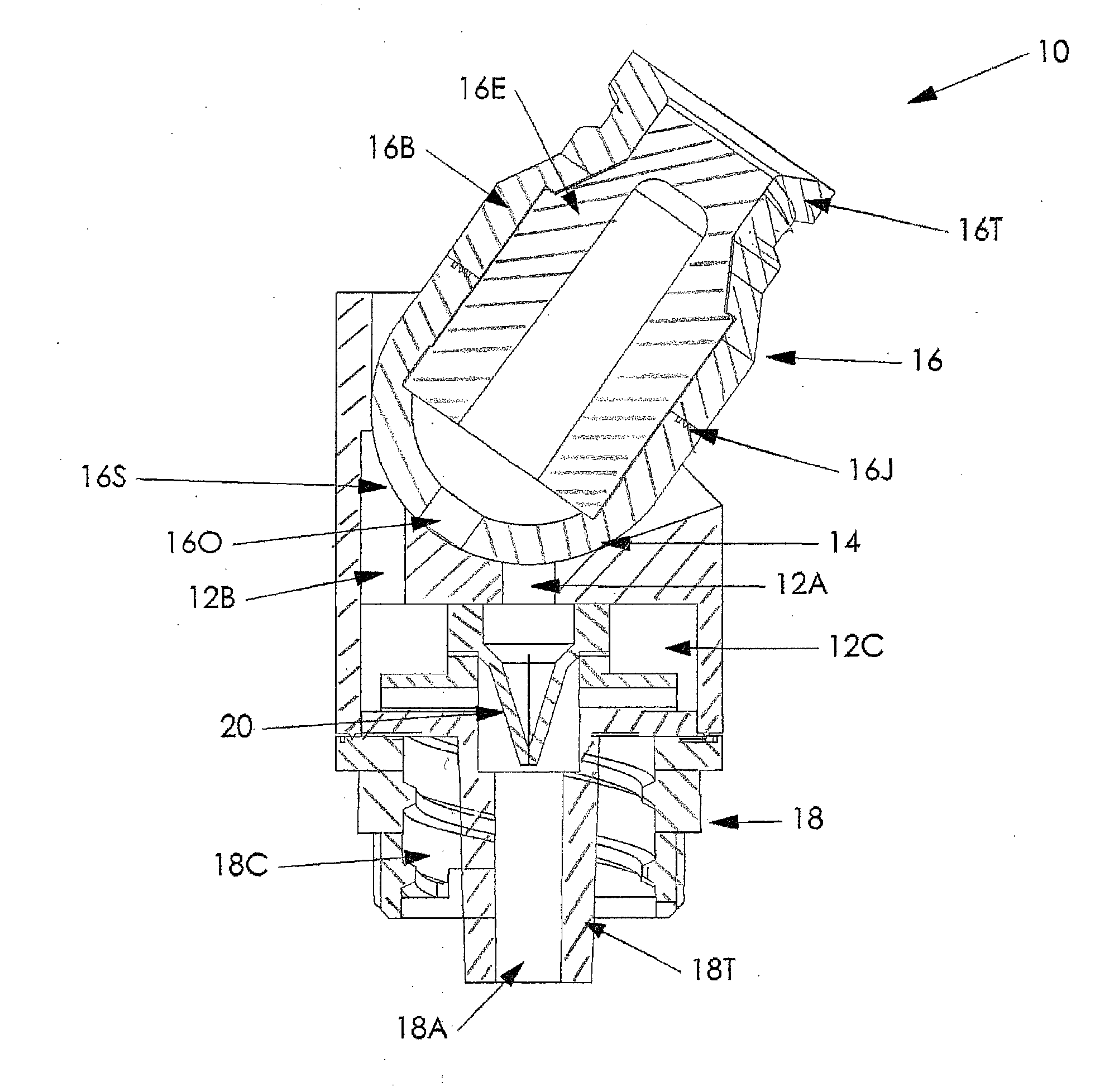 Injection port with articulated stopcock