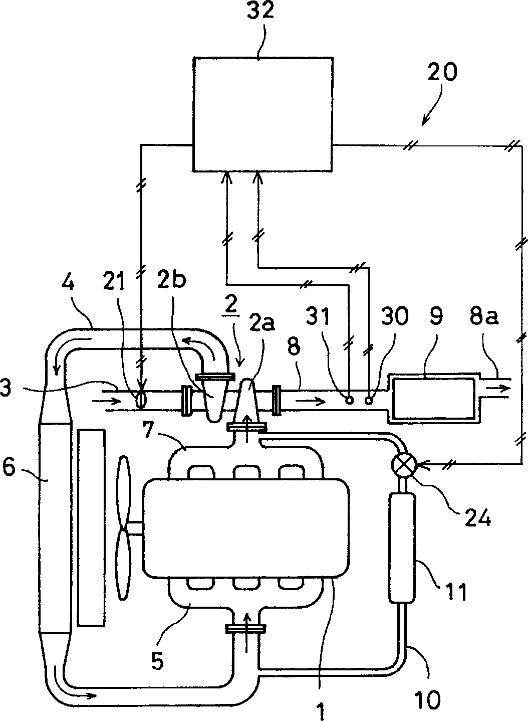 Exhaust denitrification device of engine