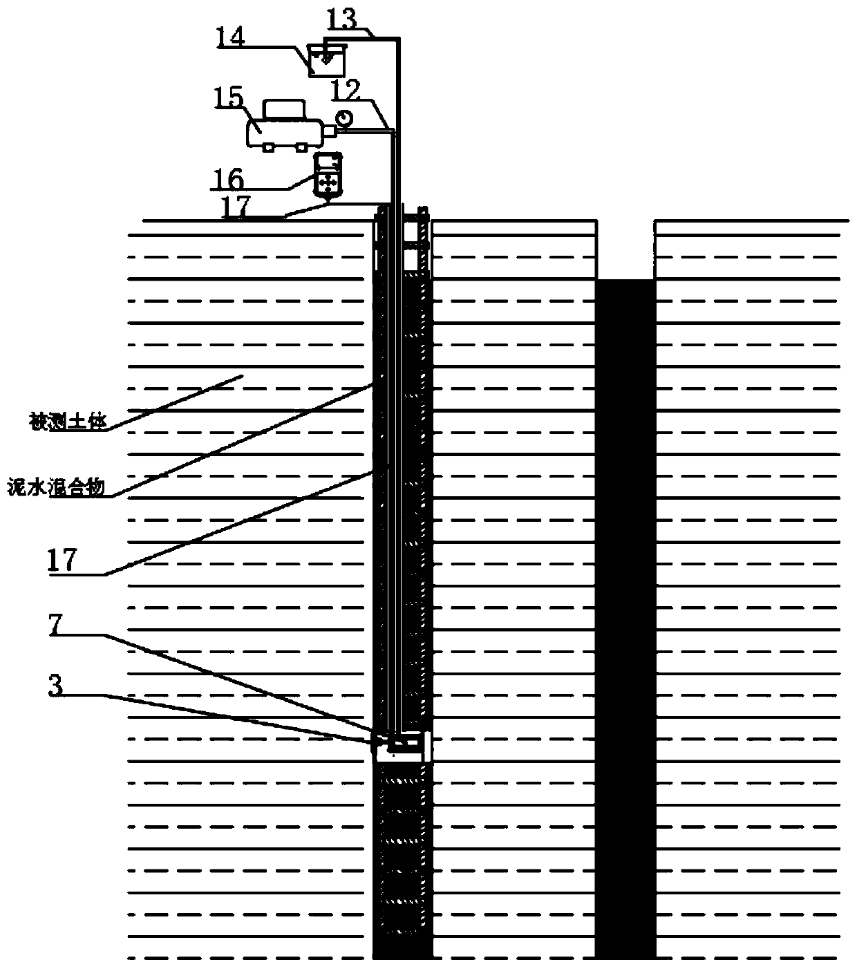 Mounting method of safety monitoring instrument for ultra-deep covering layer work well