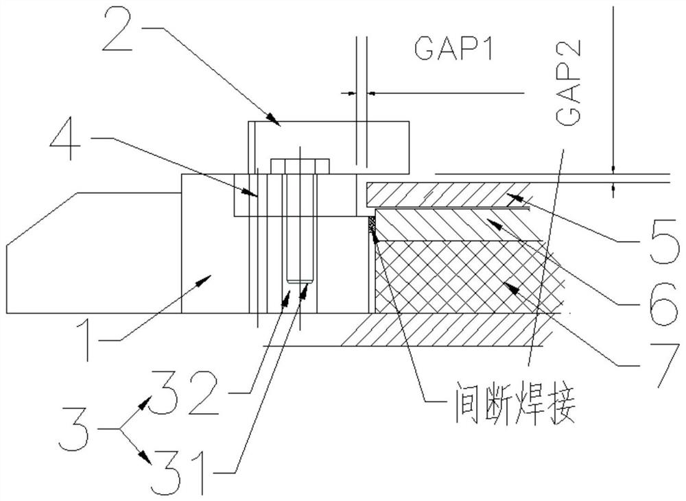 Detachable saturated submersible pressure cabin footing limiting mechanism and using method thereof