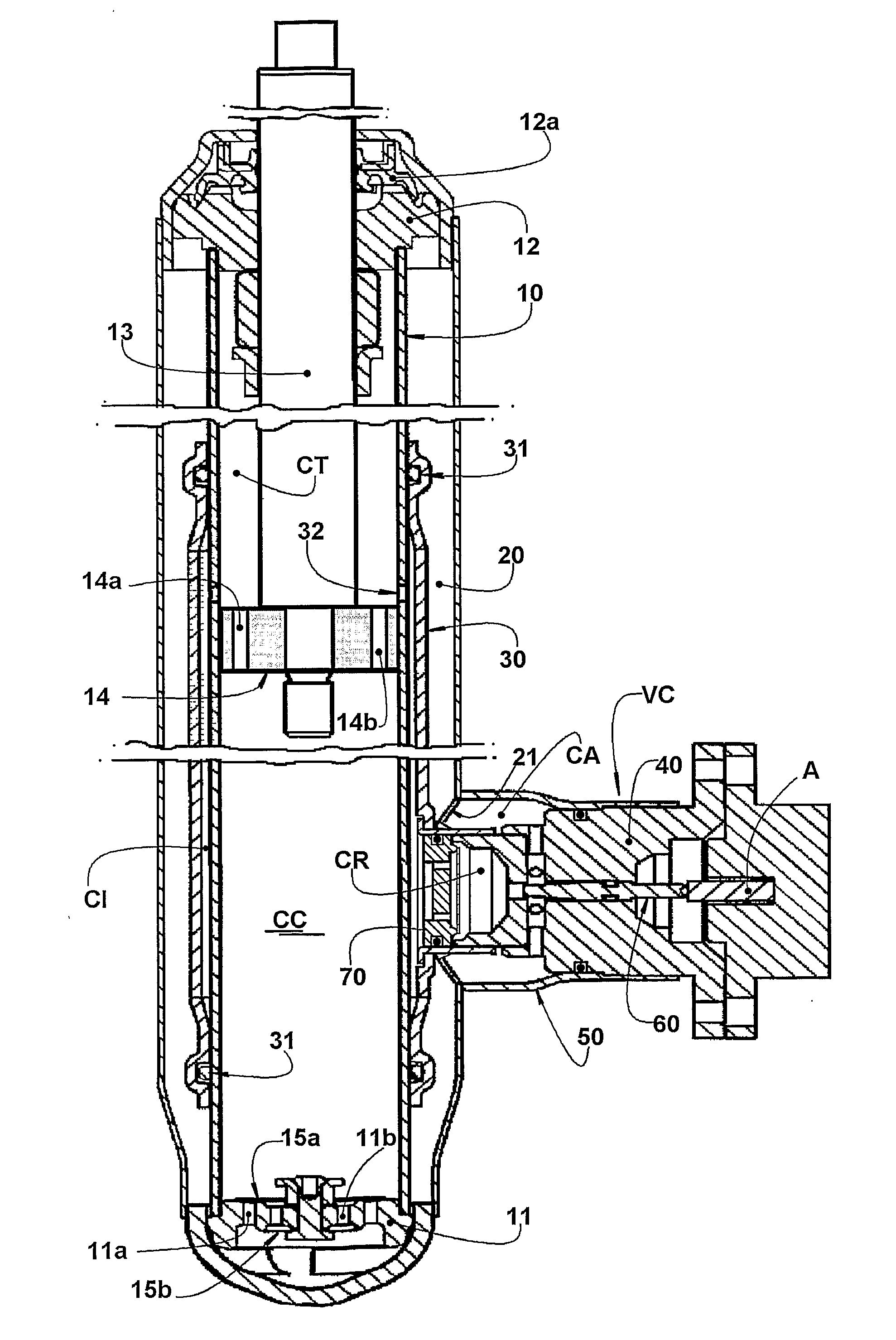 Hydraulic variable  shock absorber with flow control valve