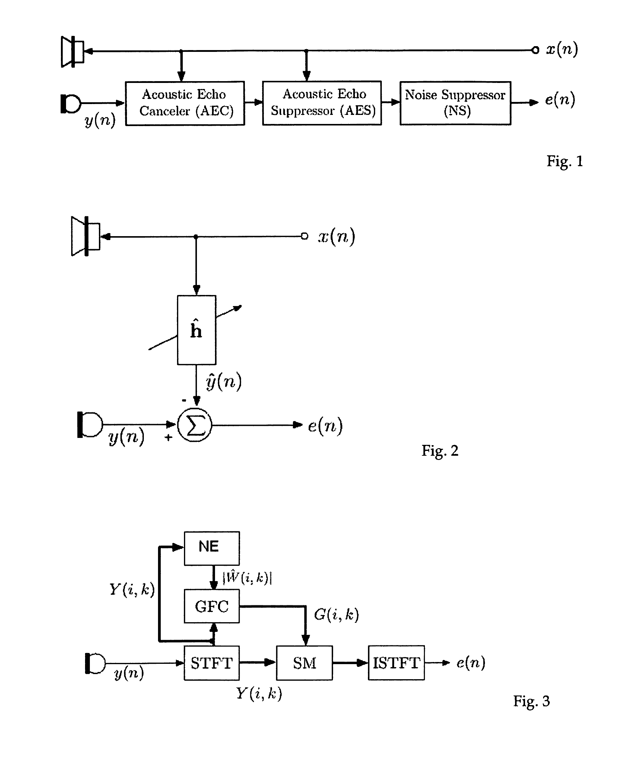 Hybrid echo and noise suppression method and device in a multi-channel audio signal