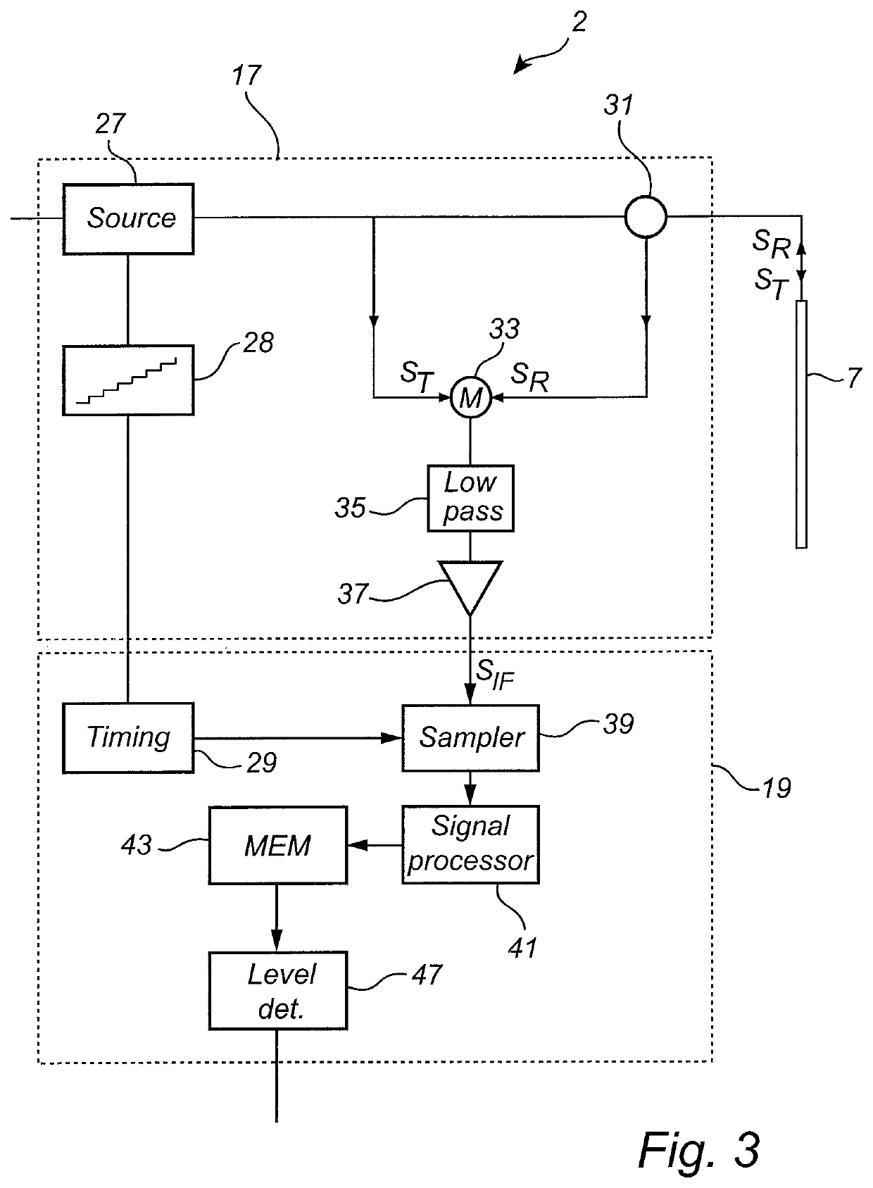 Radar level gauge system with low reflection spacer arrangement