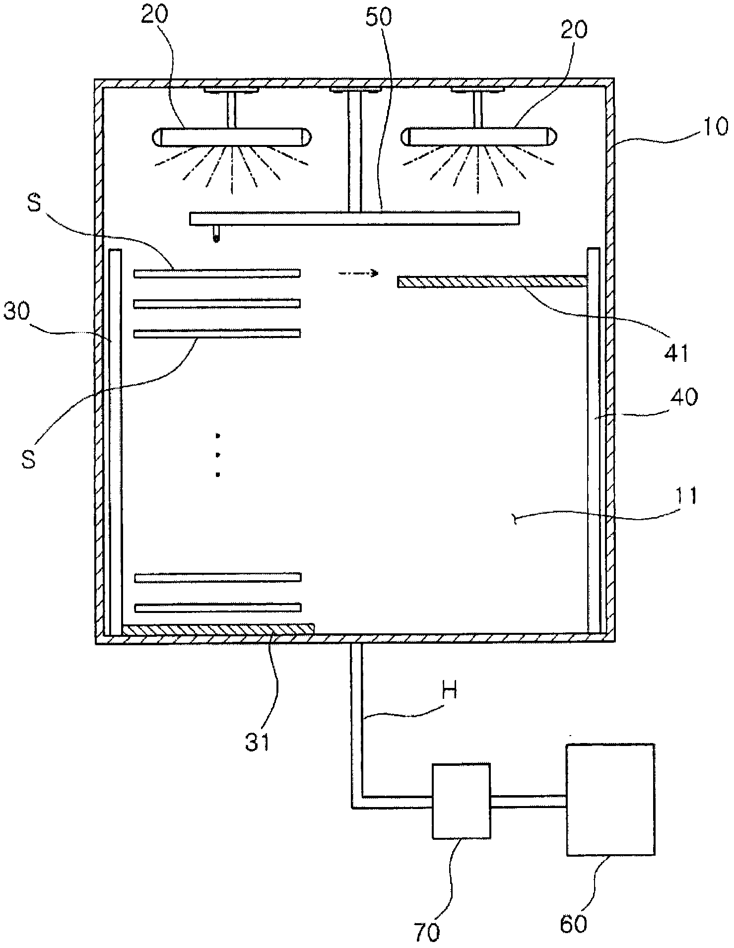 Vacuum drying apparatus of electrode plate for secondary battery and drying method therefor
