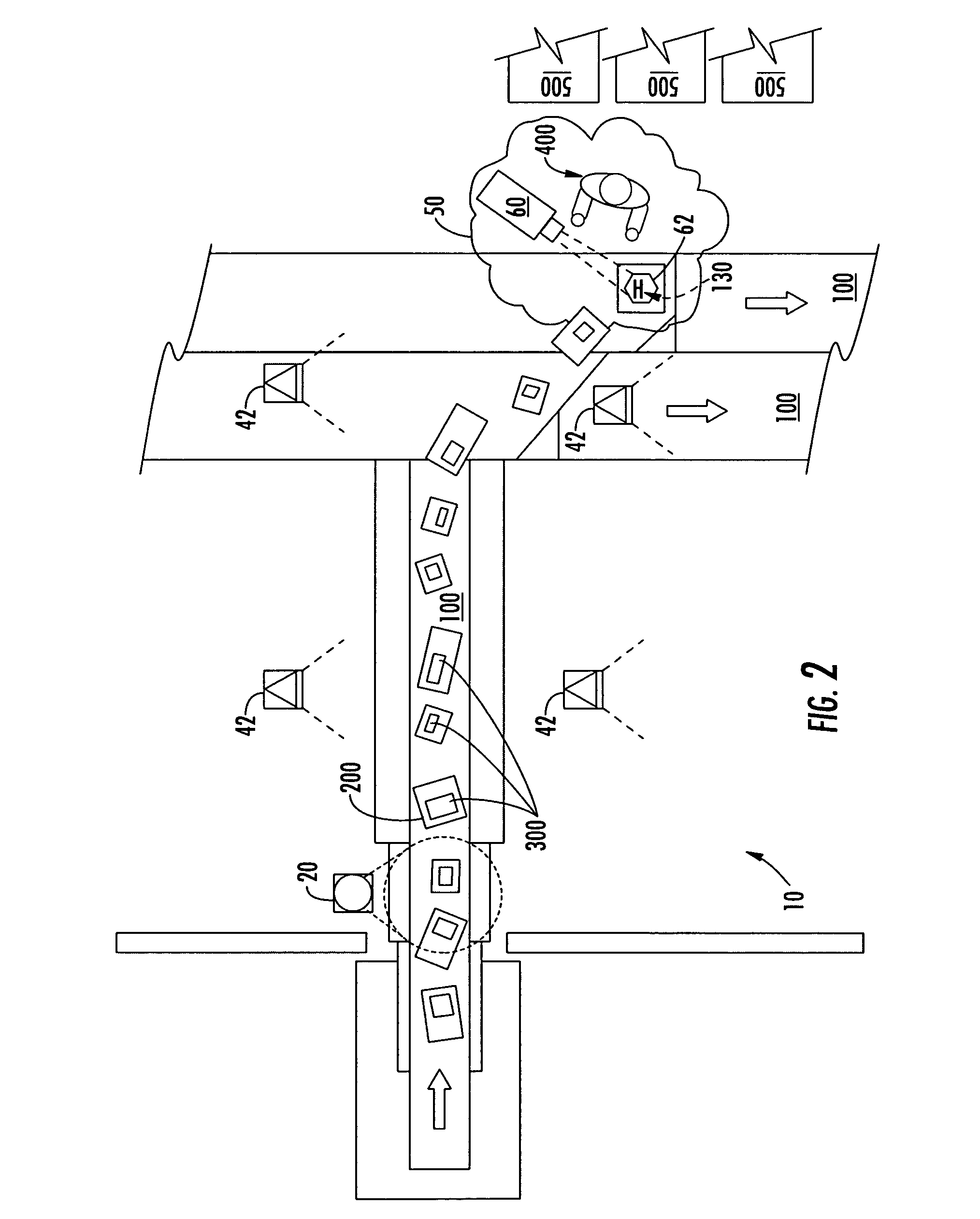 System for projecting a handling instruction onto a moving item or parcel