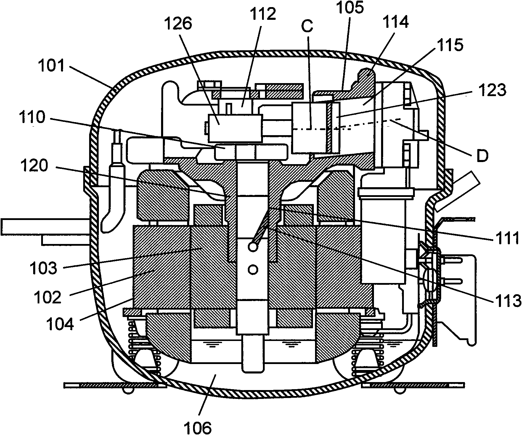 Closed type compressor and freezing apparatus using the same