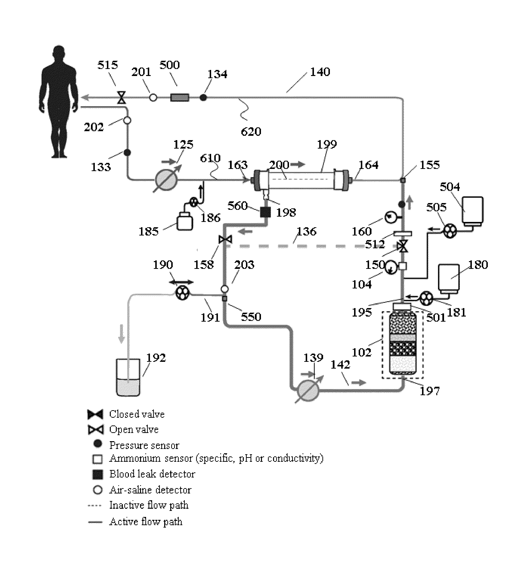 Hemodialysis system having a flow path with a controlled compliant volume
