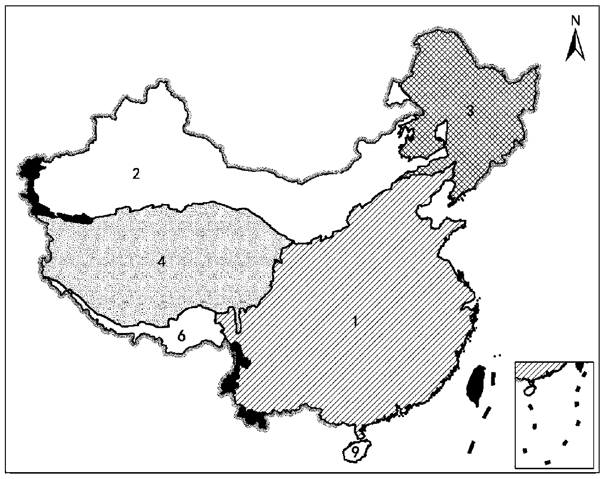 Animal geographical division method based on species spatial distribution relations