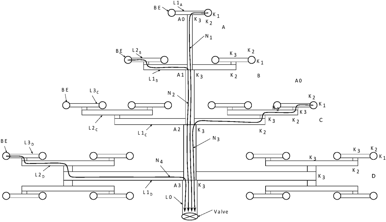 A multi-stage pipeline automatic sand removal device with tree branch structure