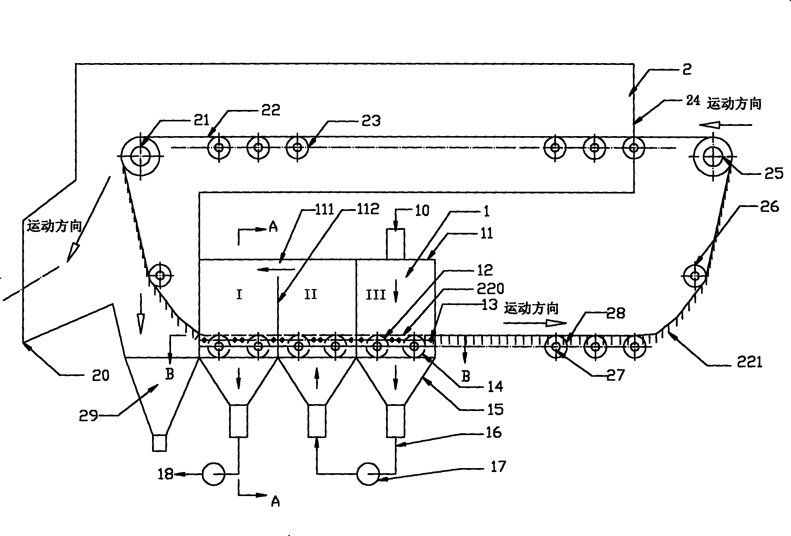 Method and device for recovering after heat of grates of drying grate