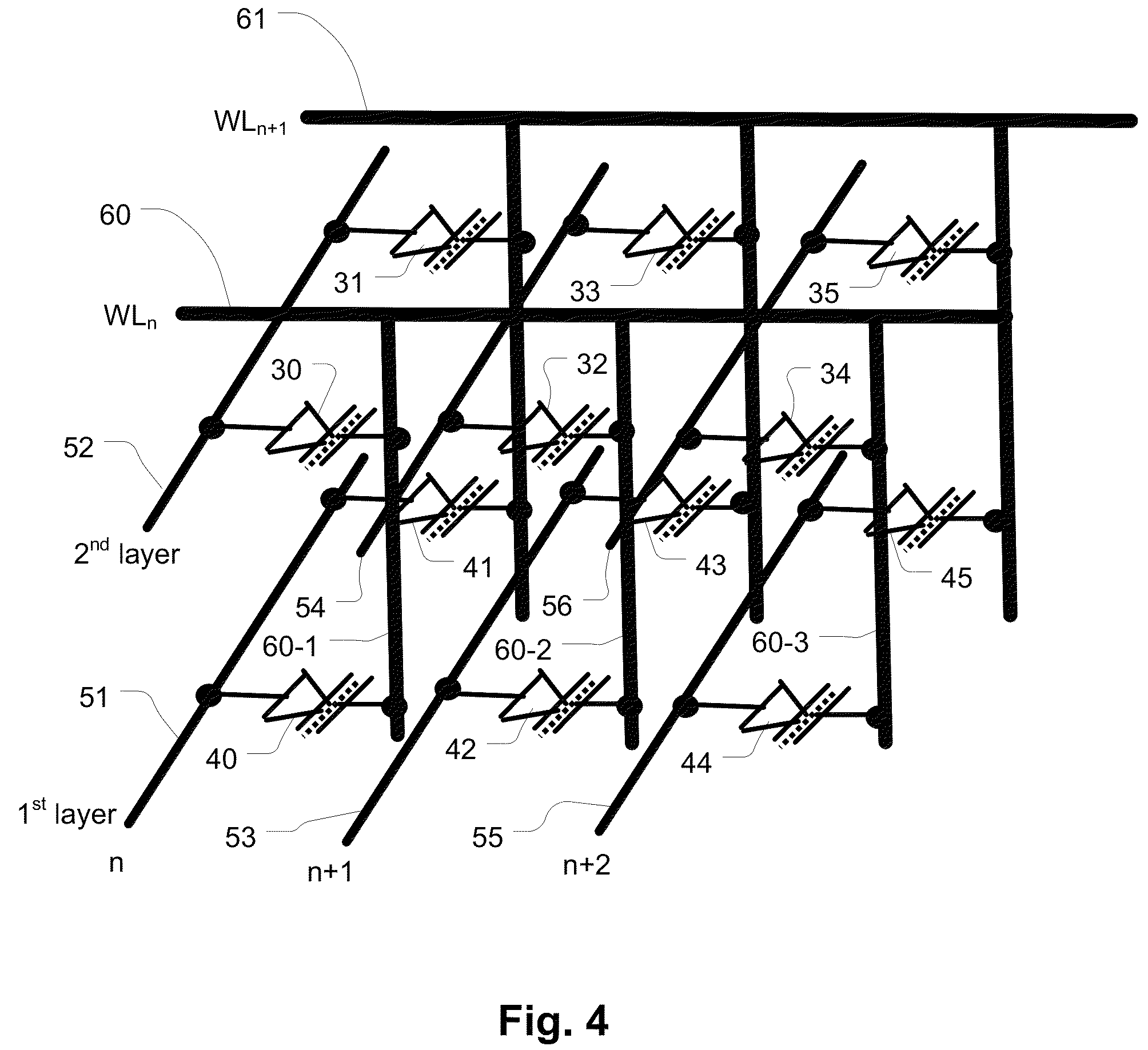 Memory architecture of 3D array with improved uniformity of bit line capacitances
