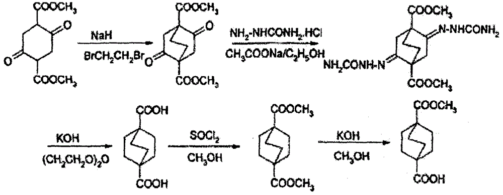 Bicyclo [2.2.2] octane-1, the synthetic method of 4-dicarboxylic acid monomethyl ester