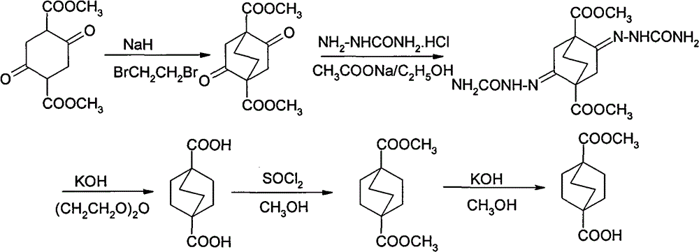 Bicyclo [2.2.2] octane-1, the synthetic method of 4-dicarboxylic acid monomethyl ester