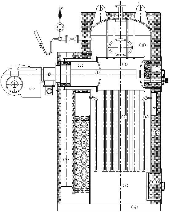 Vertical full premix gas steam or hot water boiler