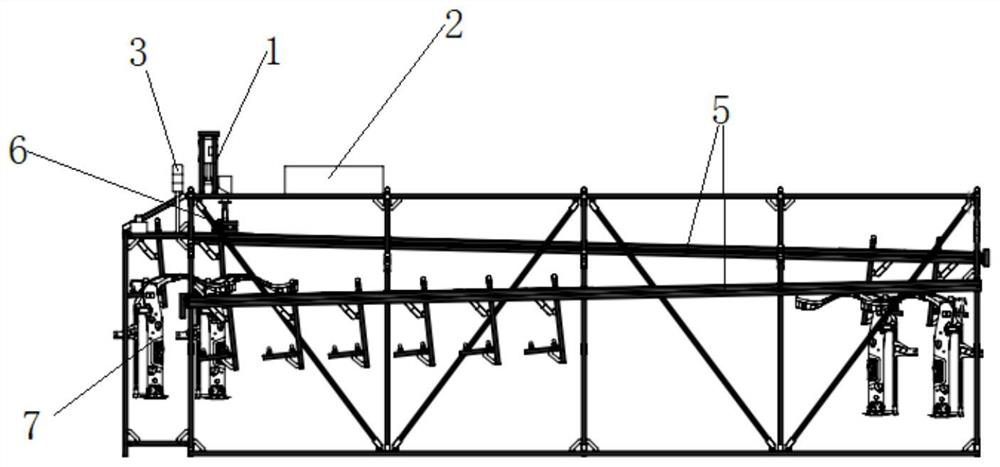 Water tank support rotating slide way device and system, operation control method and shelving table