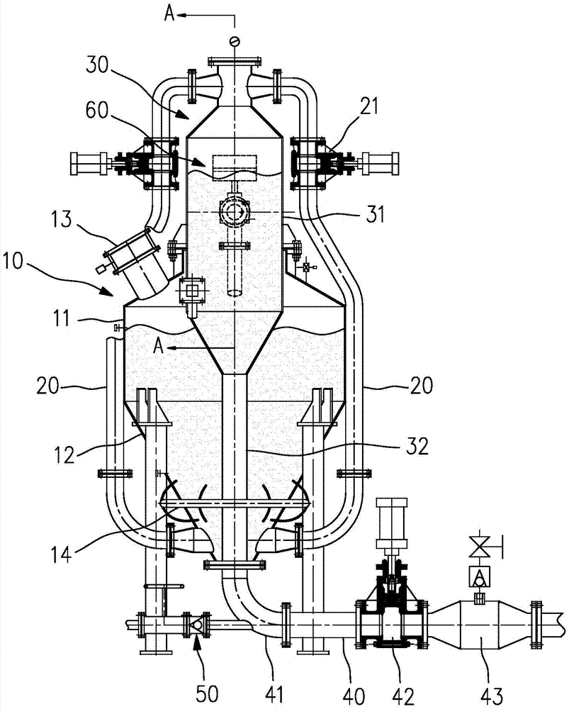 Continuous bin type pneumatic conveying pump