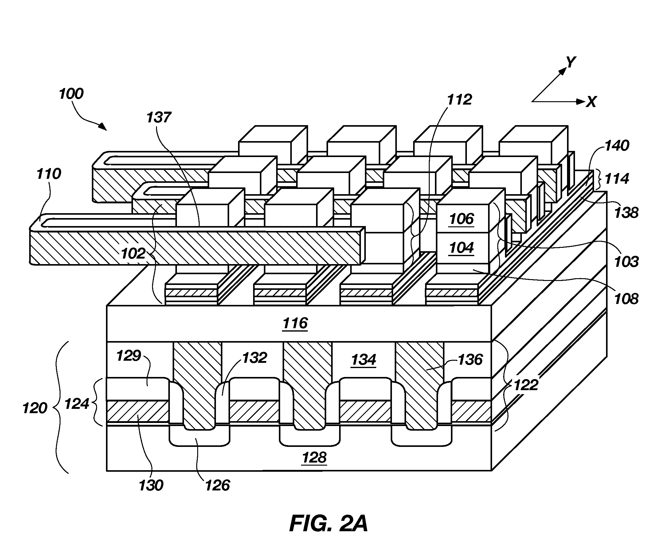 Semiconductor cells, arrays, devices and systems having a buried conductive line and methods for forming the same