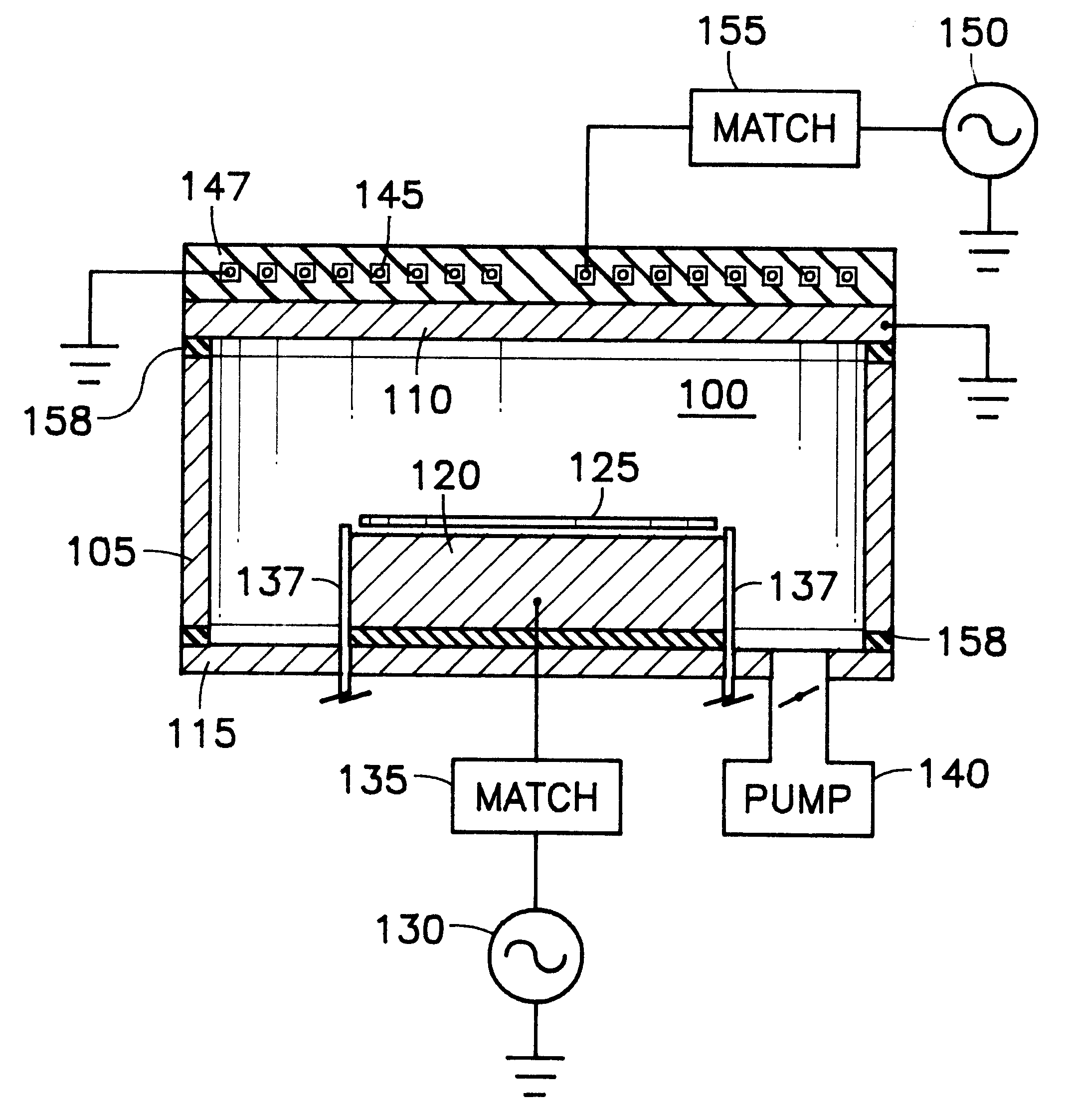 Parallel-plate electrode reactor having an inductive antenna coupling power through a parallel plate electrode