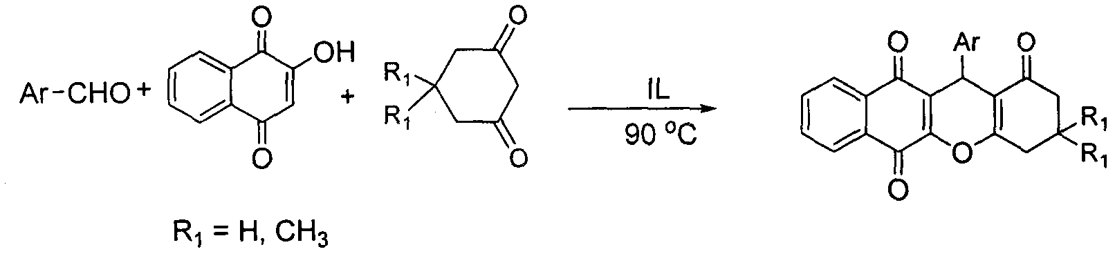 Synthetic method of 12-phenyl-benzo[b] xanthenetrione derivative