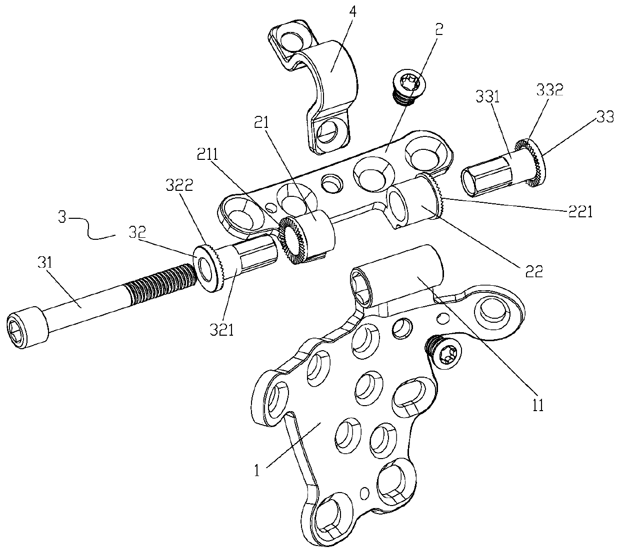 Folding pelvic plate for acetabulum quadrilateral fracture