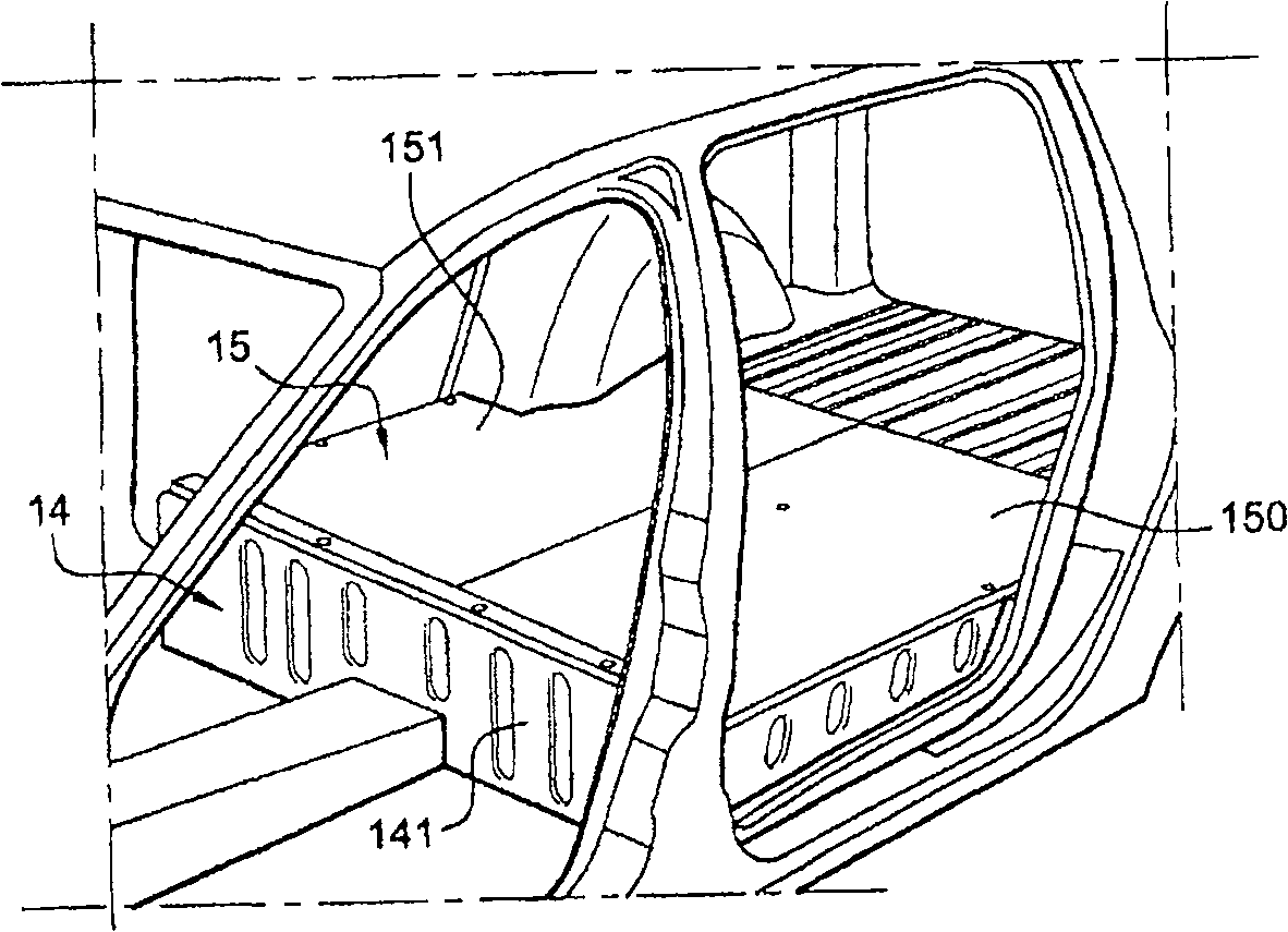 Motor vehicle with carrying goods baseboard structure