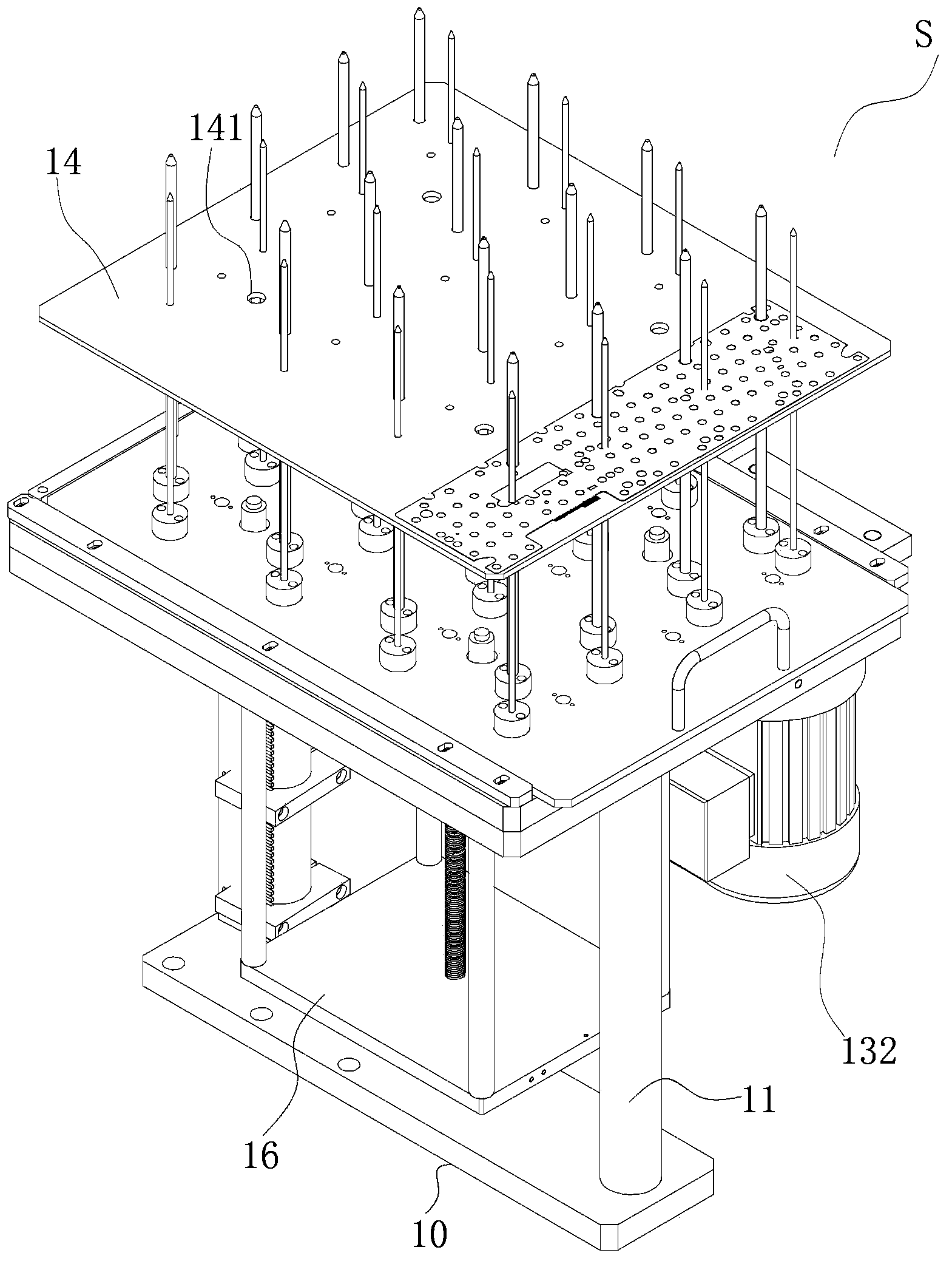 Lifting type material supporting mechanism and material collecting device of conducting film assembly