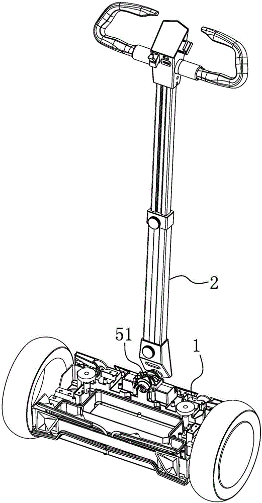 Control rod steering reset structure of electric balance car