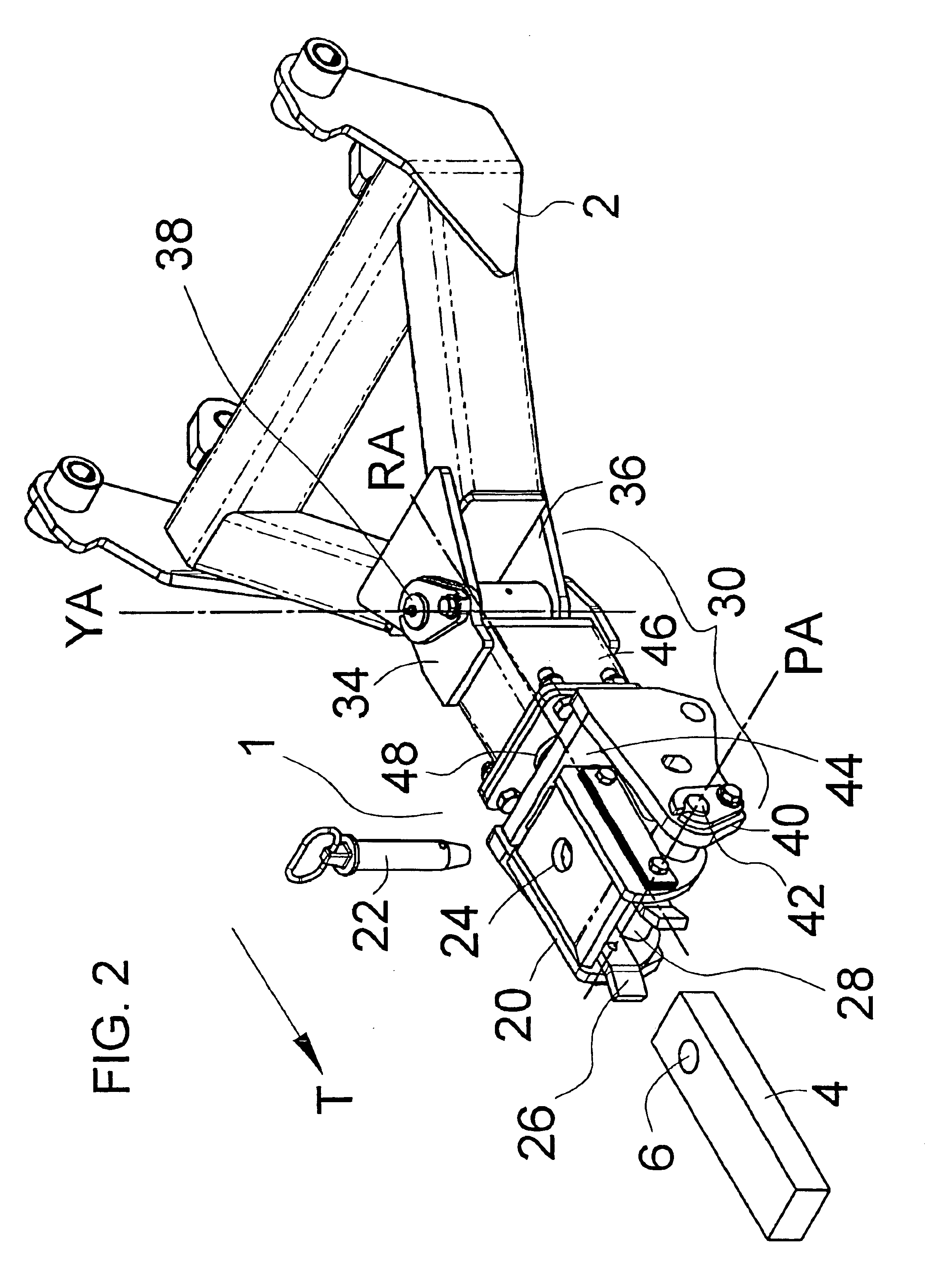 Pivoting implement hitch extension