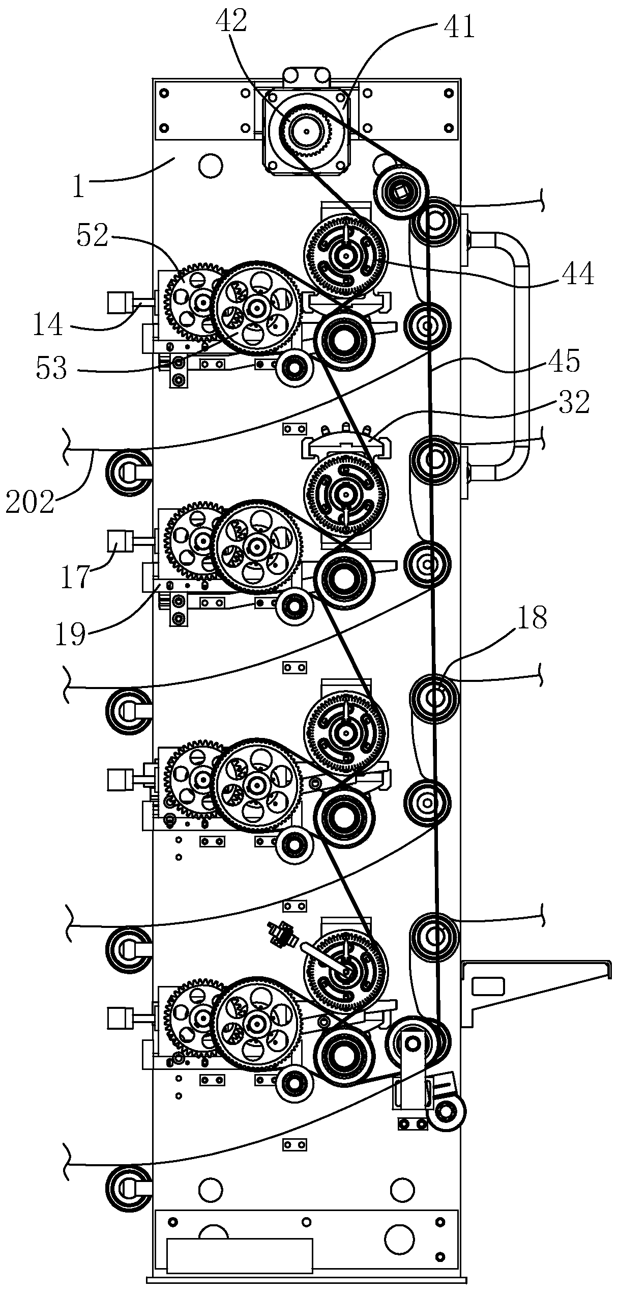 Transverse adhesive dispensing device