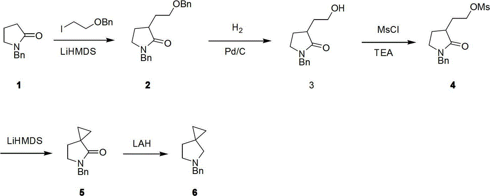 Method for synthesizing 5-benzylazaspiro[2,4]heptane