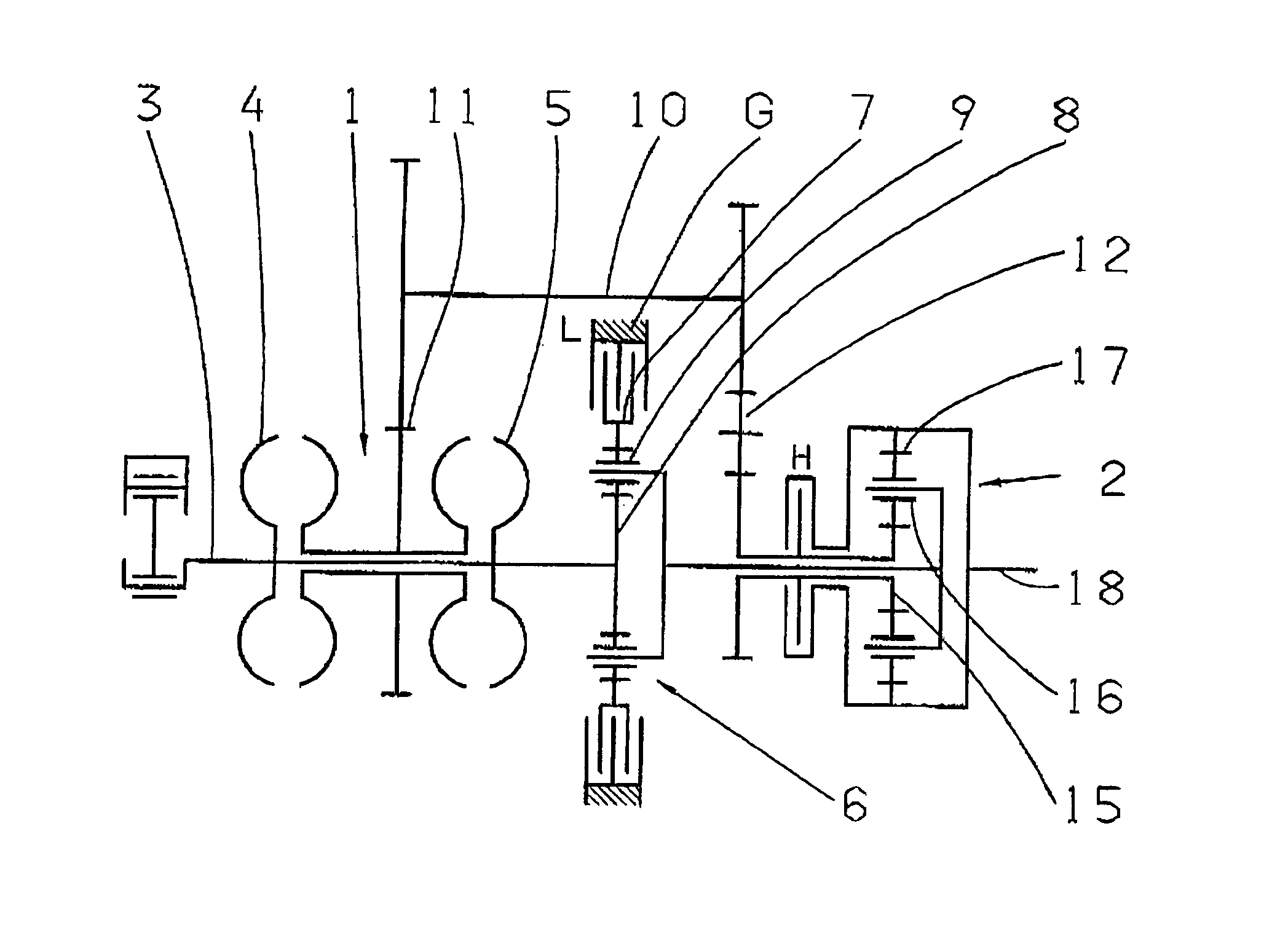 Split power transmission to include a variable drive