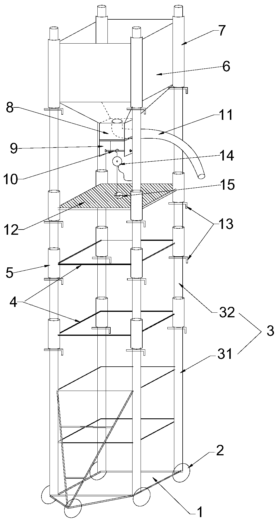 Height-adjustable concrete pouring frame and manufacturing method thereof