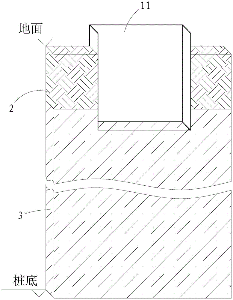 Forming method for square pile hole